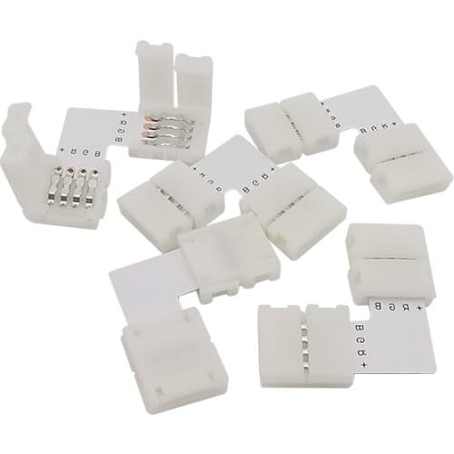 5/10/20Pcs L Shape 4 Pin 10mm RGB LED Connector For Connecting Corner Right Angle 10mm 5050 RGB LED Strip Light
