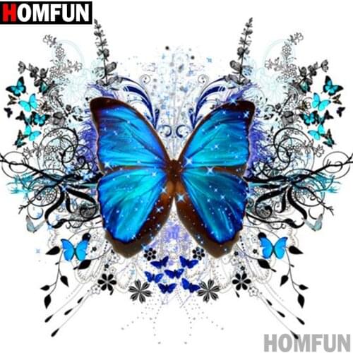 Homfun Full Square/Round Drill 5D DIY Diamond Painting "Animal butterfly" 3D Embroidery Cross Stitch Home Decor Gift A10626