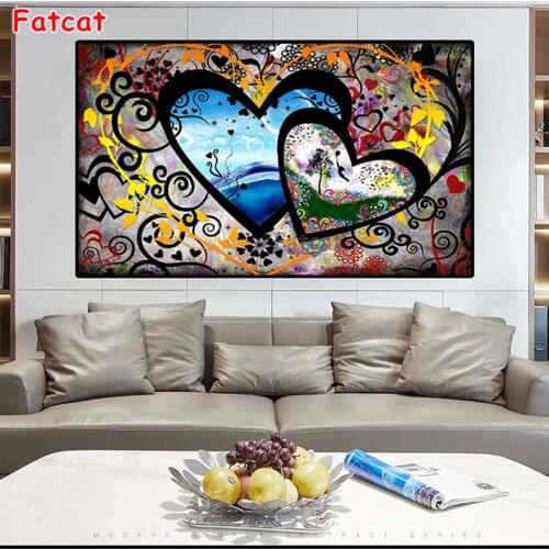 Diamond Mosaic Graffiti art heart pattern round drill Cross Stitch Diamond Embroidery Art Painting Square Decor For Home PP2008