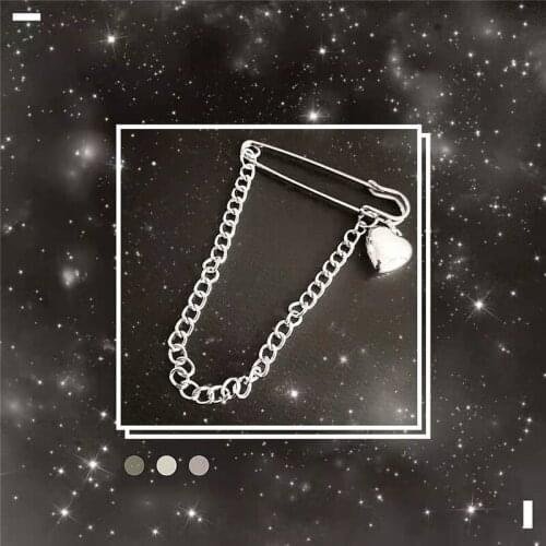 Minimalist Silver Color Retro Punk Big Pins Cross Metal Brooch For Women Man Couple Hip Hop Long Chain Coat Accessories Brooch