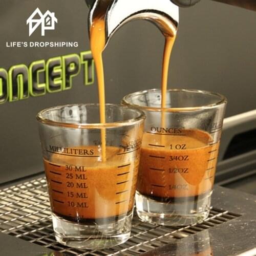 45/60ml espresso glass with Glass Measuring Cup Espresso Shot Glass Liquid Glass Ounce Cup With Scale Kitchen Supplies