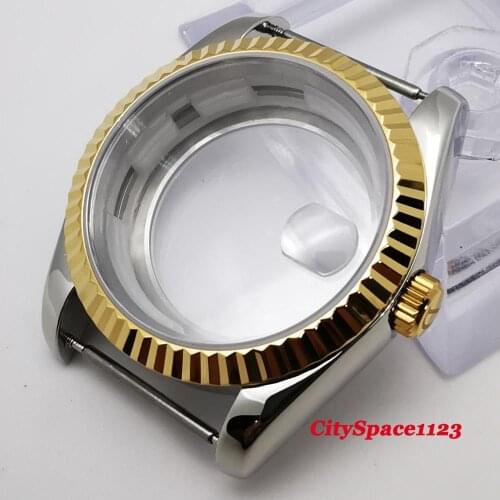Corgeut 36mm Sapphire Glass Gold Stainless Steel Watch Case fit ETA 2836,Miyota 8215 ST1612 Automatic movement