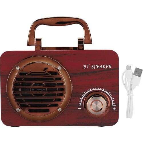 FT3001 Wooden Vintage Bluetooth 360° Dimensional Sound Speaker Portable Outdoor Intelligent Computer Loudspeaker Box