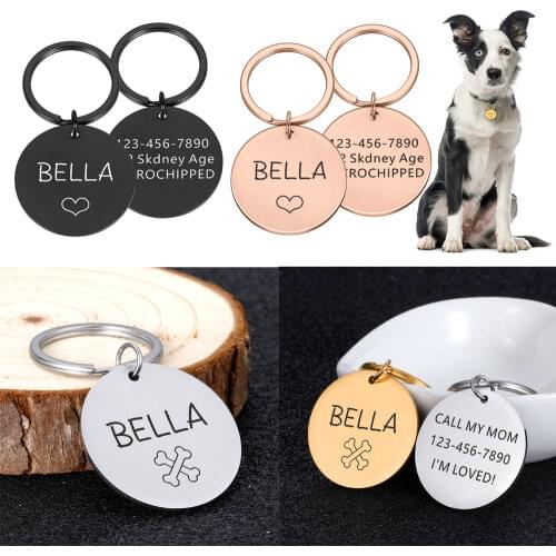 Double-side Customized Name Address Tags Pet Dog Tags Cat Collar Accessories Pet ID Dog Tags Collars Stainless Steel Cat Tag