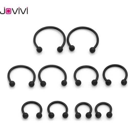 Jovivi Stainless Steel 16G 6-14mm Matte Ball Horseshoe Hoop Rings Captive Bead Ring Nose Ear Helix Cartilage Tragus Daith Septum