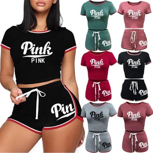 2PCS Set Women New Casual Women Summer Clothes Sets Short Sleeve Crop Tops + Shorts Cropped Tracksuits Female Outfits