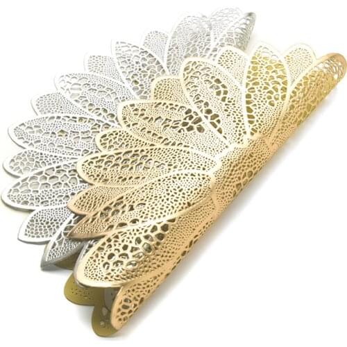 PVC Placemat for Dining Table Hollow Pad Coaster Pads Table Bowl Mats Gold Dining Table Mats