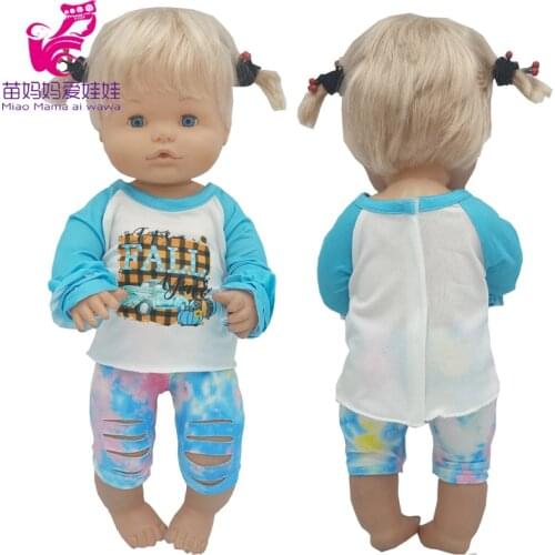 40 Cm Nenuco Doll Ropa Y Su Hermanita Blue Shirt Pants 16 Inch Reborn Baby Doll Clothes Children Girl Gifts