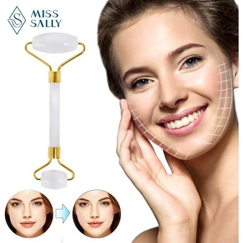 Miss Sally Massager For Face Stone Roller Rose Quartz Natural Crystal Stone Slimming Thin Chin Facial Skin Care Tool