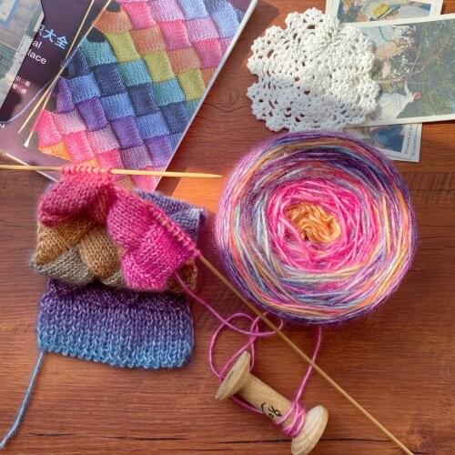 Mohair yarn Morgan characteristic thread Long section dyed cotton thread scarf needle diy sweater knitting material 100g