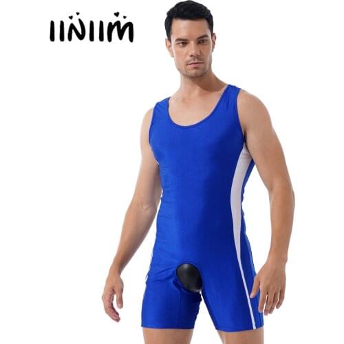Mens Lingerie Hot Crotchless Open Butt Jumpsuit One-piece Open Crotch Sleepwear Nightwear Color Block U Neck Sleeveless Bodysuit