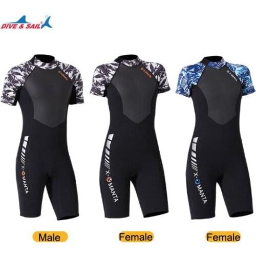 DIVE&SAIL 1.5mm Neoprene Short Sleeve Wetsuits Swimwear Men Women Snorkeling Surfing Diving Sailing Swimming swim suit for women