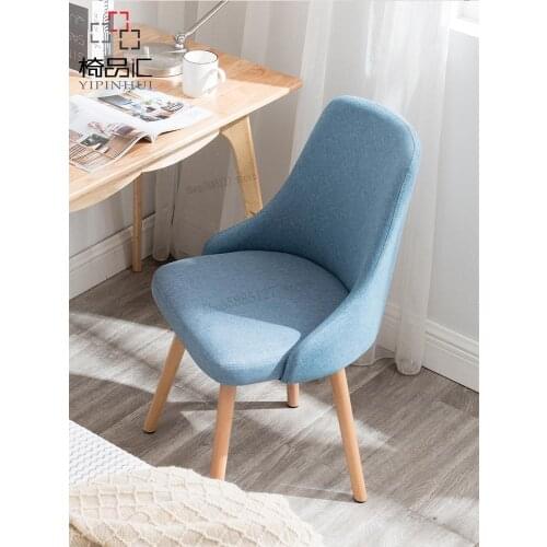 Nordic Dining Chair Home Simple Backrest Makeup Stool Solid Wood Desk Chair Cute Girl Bedroom Student Computer Chair