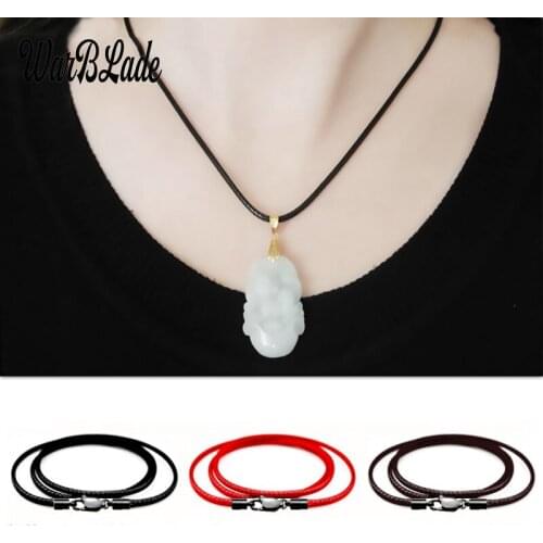 Men Women Jewelry Making 1mm 1.5mm 2mm 3mm Leather Cord Necklace Chain Stainless Steel Black Lobster Clasp Connector Waxed Rope