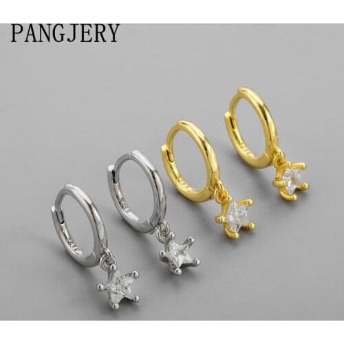 Pangjery Prevent Allergy 925 Sterling Silver Stars Zircon Earrings for Women INS Fashion Exquisite Circle Party Jewelry Gifts