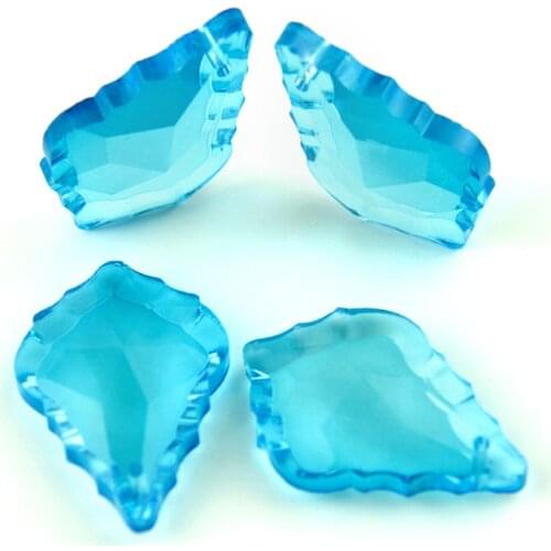 38/50/63/76mm Aquamarine Crystal Glass Chandelier Crystal Maple Leaf Crystal Hanging Pendant For Lamp Part