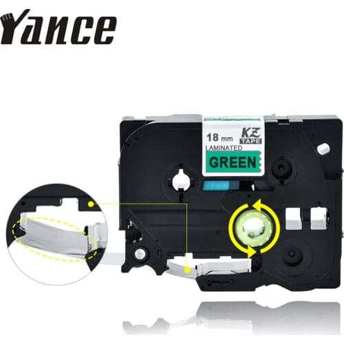 Yance tze tape Compatible p touch label maker printer tz741 tz 741 18mm Black on green Tape tze-741 tz-741 for brother printer