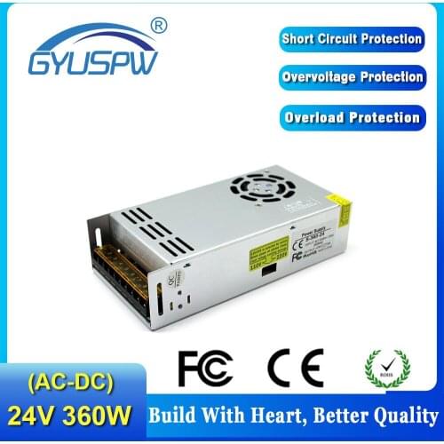 DC24V 15A 360W Regulated Switch Power Supply AC110v 220v to DC36V Light Transformer For Led Strip Lamp Stepper motor