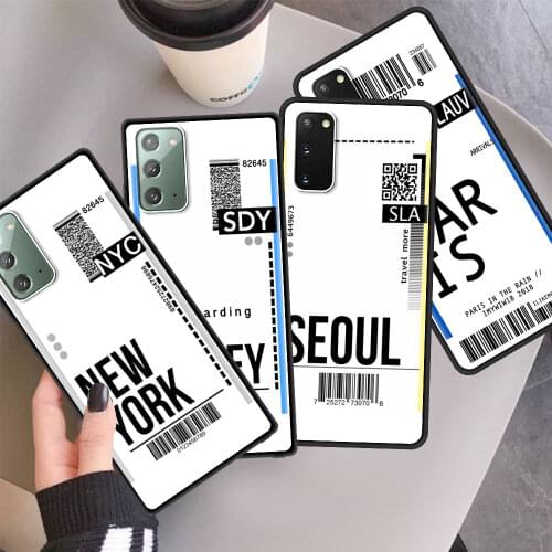 Silicone Case For Samsung Galaxy S20 FE S10 Plus S21 S9 S8 Note 10 Lite 20 9 Ultra Phone Cover Soft Shell Fly Ticket AIR Travel