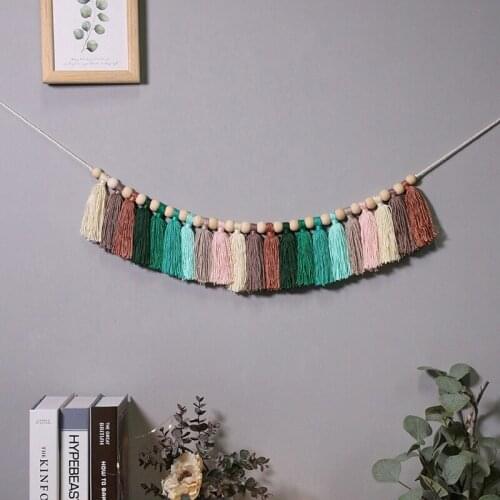 Nordic Rainbow Tassel Wall Hanging Party Banner Tent Bed Mat Baby Shower Bunting Ornament Kids Room Decor Wholesales
