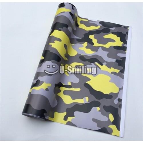 Yellow Camouflage Car Vinyl Wrap Film Roll Car Sticker Foil Sticker Sheet Bubble Free Bike Console Computer Skateboard