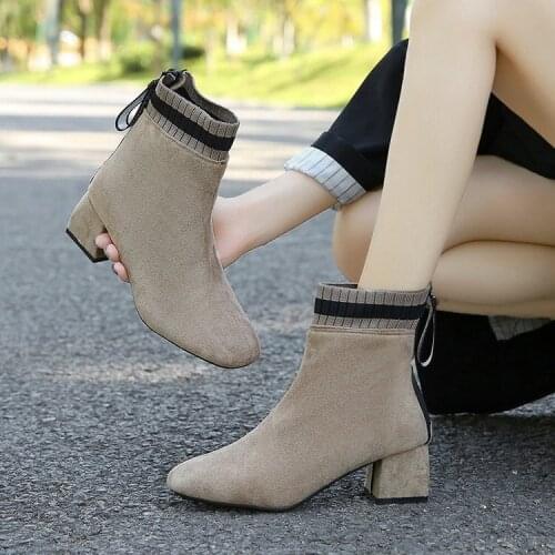 The England of new style of autumn winter of big size woman shoe wind elastic leisure boot female