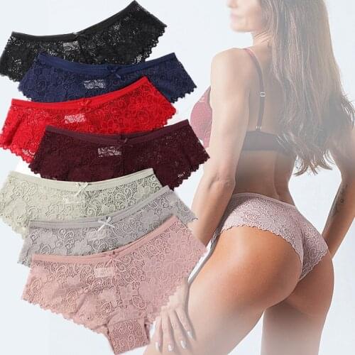 Lace Panties Ice Silk Seamless Panty Women Low Rise Sexy Transparent Floral Briefs Soft Cotton Crotch Underpants Underwear