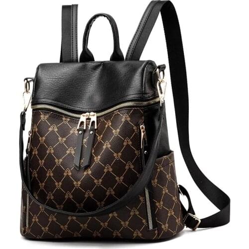 Womens anti theft backpack versatile fashion wide mouth schoolbag 2021