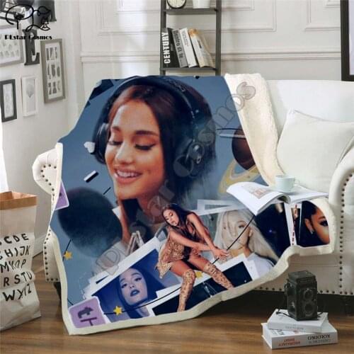Celebrity Ariana Grand Design Blanket Plush 3d Printed for Adults Sofa Sherpa Fleece Bedspread Wrap Throw Blanket Microfiber -5