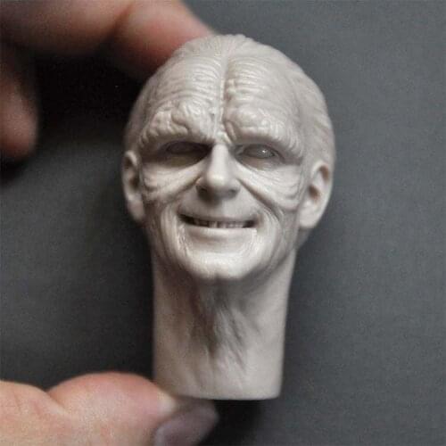 1/6 Unpainted Sith King Ian McDiarmid Head Sculpt Male Head Carving Fit 12'' Action Figure Body