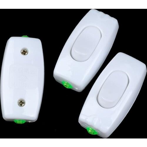 2 / 5pcs Plastic Rocker Boat PushButton AC 250V 6A ON/OFF In Line Cord Switch White