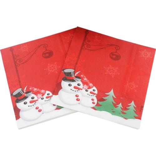 20Napkins/lot 33x33cm 2020 Christmas Print Napkin Party Paper Christmas Elk Restaurant DIY Merry Christmas Party Decoration