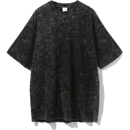 2021 Summer Vintage Ripped Tshirts Men Short Sleeve O-Neck Collar Streetwear Loose Tees Tops Hip Hop Fashion