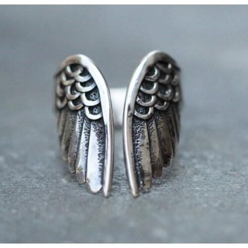 2021 Vintage Angels Men Ring Cemented Carbide Resizable Wing Classic Jewelry Finger Ring For Woman Gift Accessories