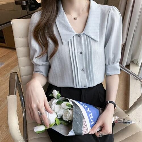 2021 New French Chiffon Top Short Sleeve ShirtBlouse Design Summer Women 's Clothing