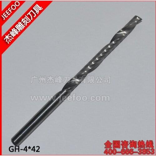 4*42*70L Single Flute End Milling Cutters, Tungsten Steel Solid Carbide Router Bits Set for Smooth Cutting Wood