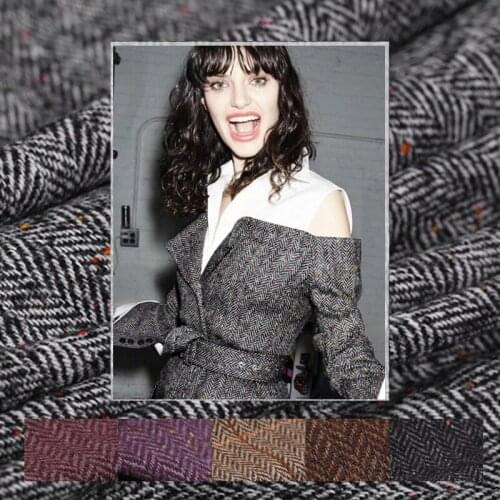 6 Patterns! 150CM Wide 380G/M Weight Vintage Wool Polyester Fabric for Autumn and Spring Dress Outwear Overcoat Jacket E584