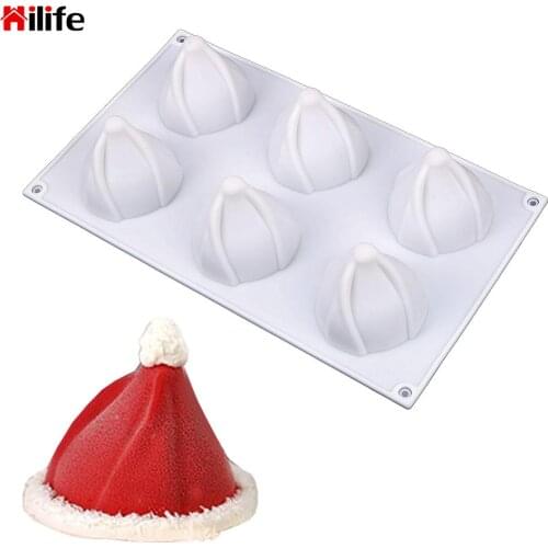 6-Christmas Silicone Cake Mold DIY Dessert Baking Mold Hat Mousse DIY Tools Santa Ice Cream Mold