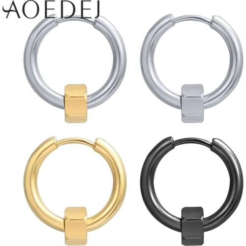 AOEDEJ Stainless Steel Round Hoop Earrings for Women Gold Silver Color Hoop Earrings Small Circle Earrings Aros pendientes aros