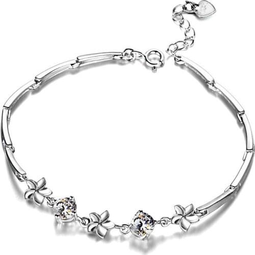 Charm Unique Style Silver Color LOVE Flower Chain Bracelet & Bangle 16CM-21CM Pulseras Jewellery Women Feminina Bracelet