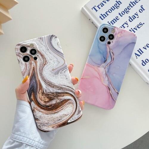 Art Abstract Marble For iPhone 12 11 Pro X XR XS Max 7 8 Plus SE 2 12 Mini Phone Case Luxury Colorful Smooth Soft IMD Phone Case
