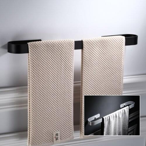 Black White Towel Rack Single Rod Towel Bar Alumimum Towel Ring Ring Bath Towel Holder Towel Rod