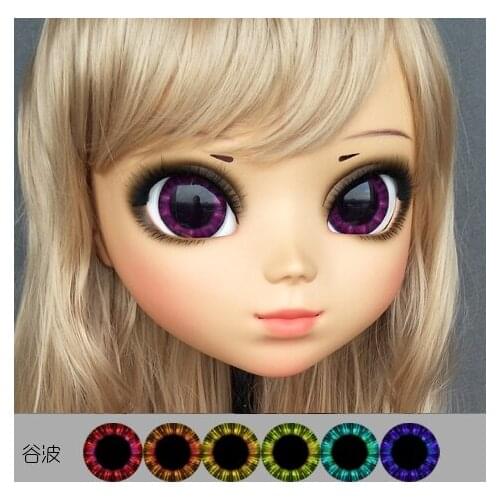 DM166) Lovely Sweet Girl Resin Half Head Kigurumi Mask With BJD Eyes Cosplay Japanese Anime Role Lolita Mask Crossdress Doll