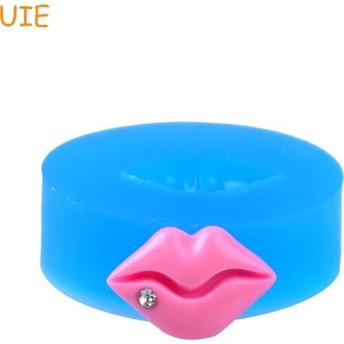 FYL247U Lips Silicone Mold with Diamond Craft Cake Decoration Cupcake Topper Polymer Clay Candles Wax Clay