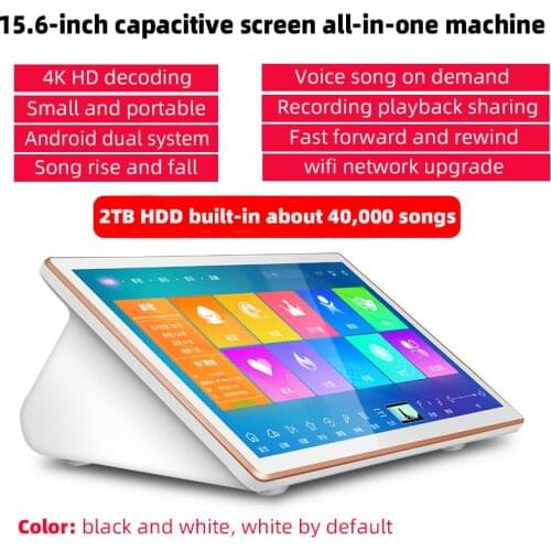 15.6-inch capacitive screen karaoke machine, 2TB HDD Chinese English songs, up and down adjustment, intelligent scoring system