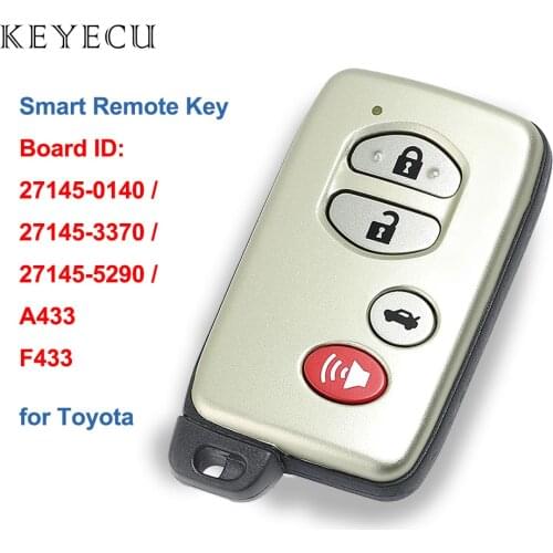 Keyecu Smart Card Remote Car Key for Toyota Avalon Camary Aurion Sequoia Prius A433 F433 27145-0140 / 27145-3370 / 27145-5290
