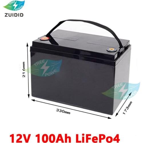 TP 12V 100Ah lifepo4 lithium battery pack for solar system AGM UPS inverter golf trolley autocaravanas RV+10A charger