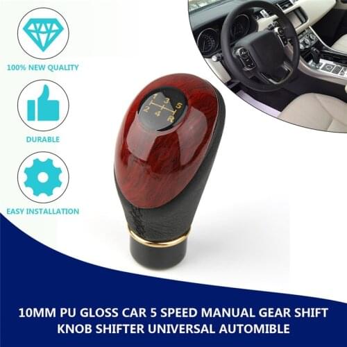 Leather Mahogany 5 Speed Gear Shift Knob Lever Manual Gear Stick Knob for BMW E46 E90 E60 / Ford Focus 2 MK2/Audi A3 Accessories