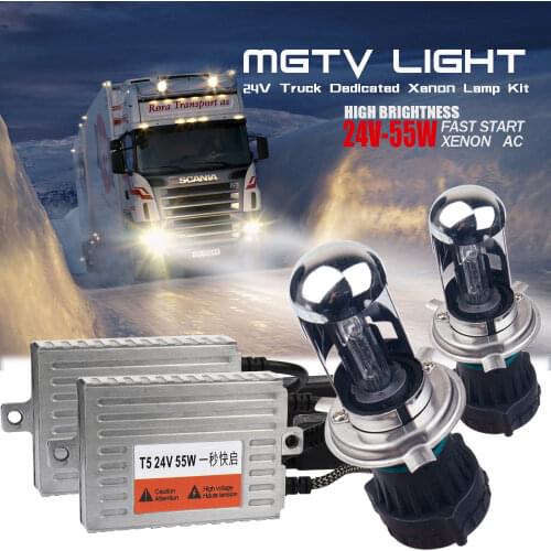 1 Set 24V 55W AC Fast Start Large trucks HID H4 bi-xenon headlight Kit H4 hi/lo H1 H3 H7 H8 H9 H10 H11/9005/9006/HB3/HB4 bulb