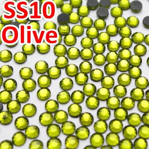 Mini Size SS10 2.7-2.8mm,1440pcs/Bag Olive DMC Hot Fix FlatBack Rhinestones, Glass Hotfix Stone With Glue Iron On Garments